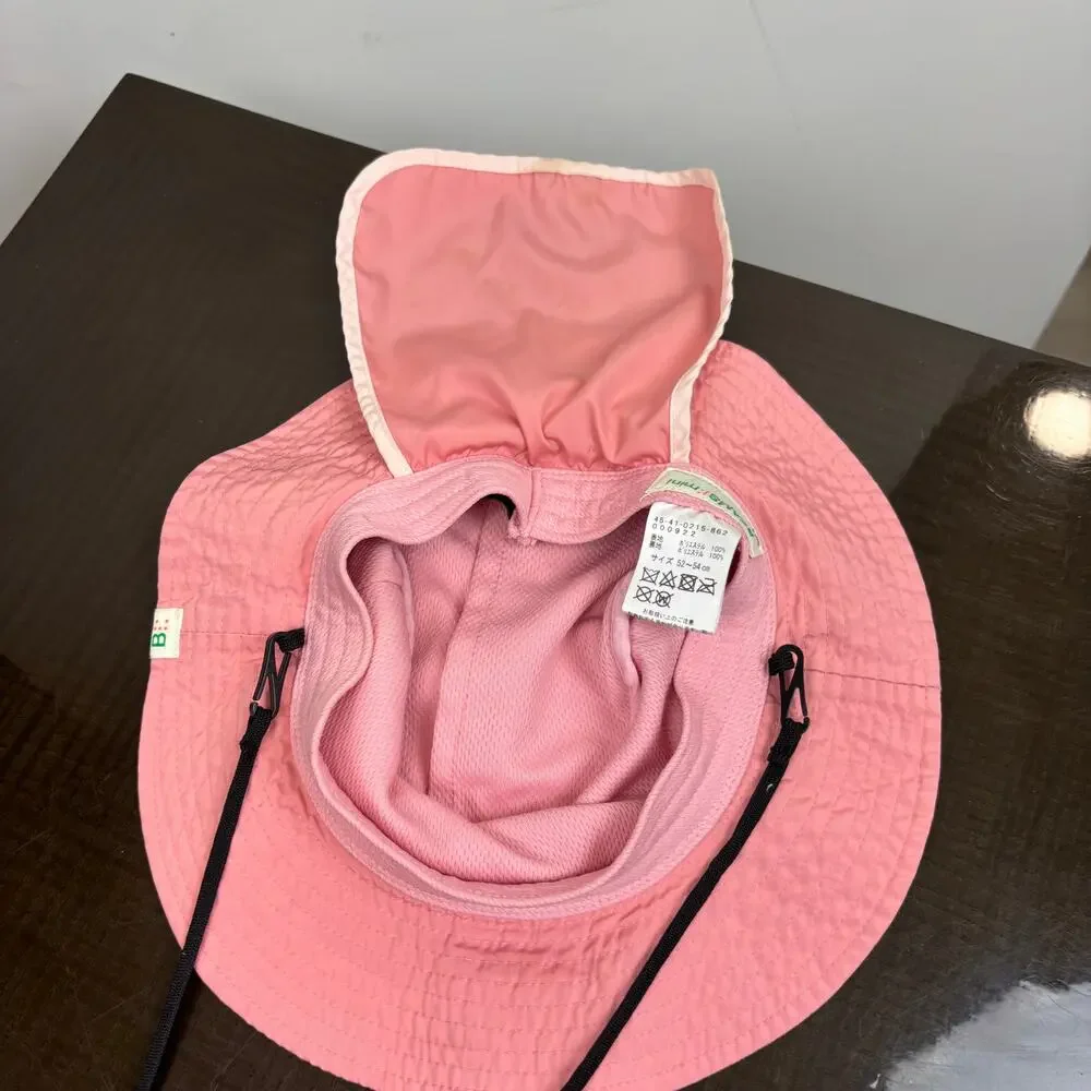 Beams Mini Bucket Hat Kid's Pink Strap Hat with Neck Cover